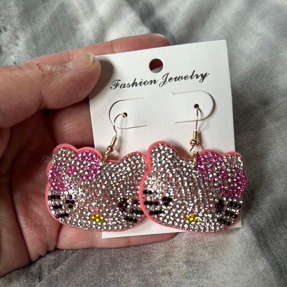 Hello Kitty Pink Rhinestone Earrings - Picture 3 of 5